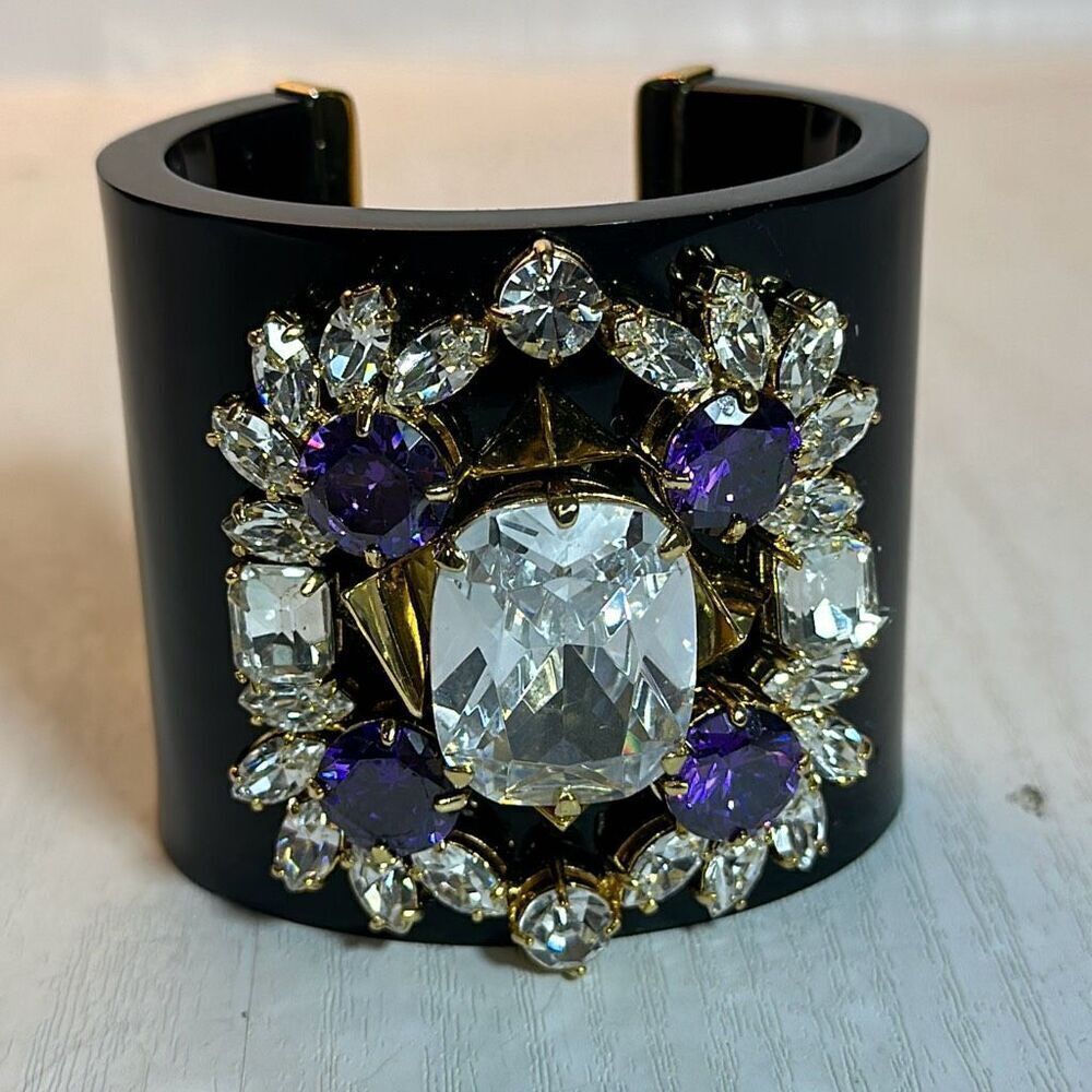 Juicy Couture Black Gold Rhinestone Cuff‎ Bracelet